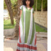 Multicolored Handwoven Ruffle Dress handmade in Egypt & available at Jozee Boutique.