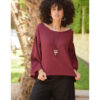 Burgundy Linen Long Sleeves Cinched Top handmade in Egypt & available at Jozee boutique