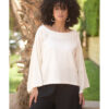Off White Linen Long Sleeves Cinched Top handmade in Egypt & available at Jozee boutique
