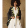 Black Siwa Embroidered Linen Bolero made in Egypt & available at Jozee Boutique.