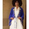 Electric Blue Siwa Embroidered Linen Bolero made in Egypt & available at Jozee Boutique.