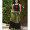 Black & Lime Green Handwoven Ruffle Skirt handmade in Egypt & available at Jozee Boutique.