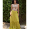 Yellow & Brown Handwoven Ruffle Skirt handmade in Egypt & available at Jozee Boutique.