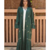 Emerald Green Linen Cardigan with Hand Embroideries handmade in Egypt & available at Jozee Boutique.