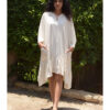 Off White Linen Midi Dress handmade in Egypt & available at Jozee Boutique.