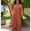 Burnt Orange Handwoven Ruffle Kaftan handmade in Egypt & available at Jozee boutique