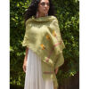 Light Olive Green Embroidered Linen Shawl Handmade in Egypt & available at Jozee Boutique