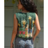 Green Hand Embroideries Linen Vest handmade in Egypt & available at Jozee Boutique.