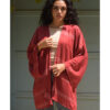 Red handwoven Egyptian cotton cardigan handmade in Egypt & available at Jozee Boutique.