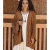 Cinnamon Brown Handwoven Viscose Cardigan handmade in Egypt & available at Jozee Boutique.